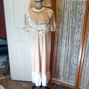 Vintage Style Victorian Cream Women's Size 8-10 with Ruffle Details